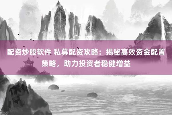 配资炒股软件 私募配资攻略：揭秘高效资金配置策略，助力投资者稳健增益