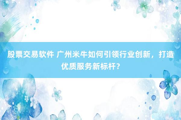 股票交易软件 广州米牛如何引领行业创新，打造优质服务新标杆？