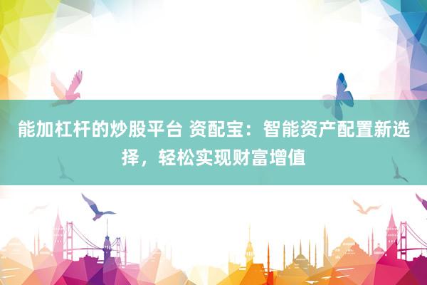 能加杠杆的炒股平台 资配宝：智能资产配置新选择，轻松实现财富增值