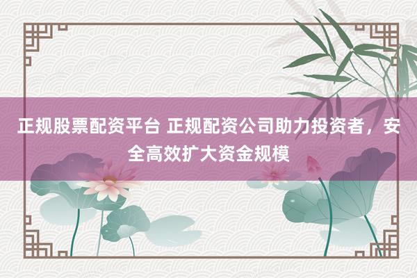 正规股票配资平台 正规配资公司助力投资者，安全高效扩大资金规模
