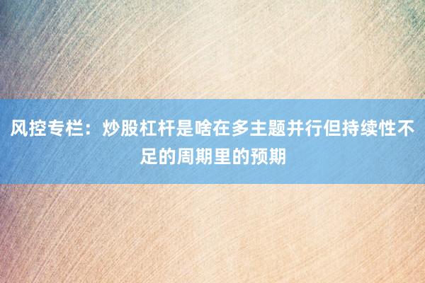 风控专栏：炒股杠杆是啥在多主题并行但持续性不足的周期里的预期