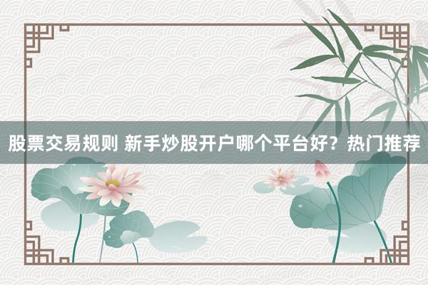 股票交易规则 新手炒股开户哪个平台好？热门推荐