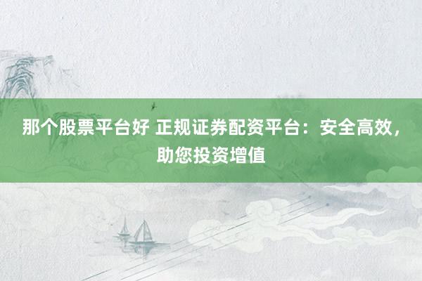 那个股票平台好 正规证券配资平台：安全高效，助您投资增值